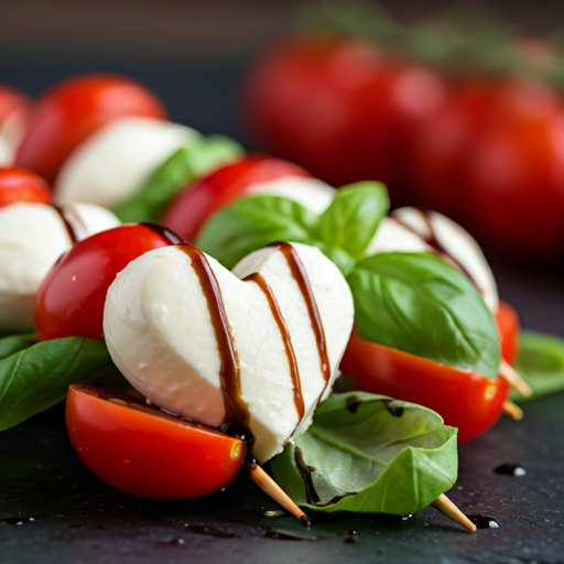 Caprese Skewers with Heart-Shaped Mozzarella