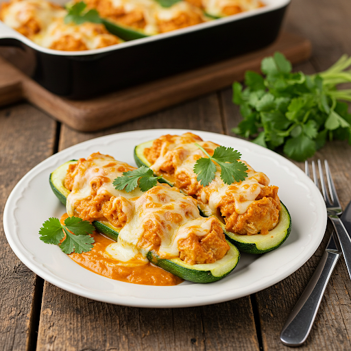 🍗Butter Chicken Stuffed Zucchini🥒