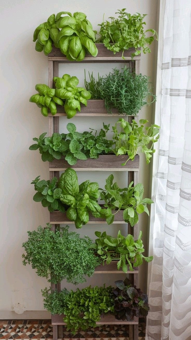 🌿14 Vertical Ladder Herb Garden Ideas to Grow Fresh Herbs Indoors🏡