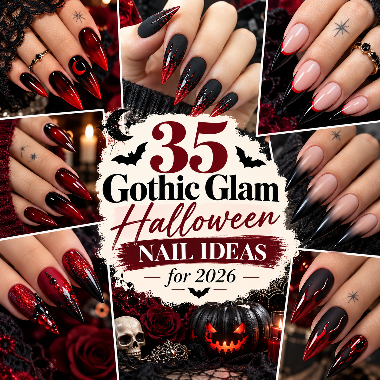 35 Gothic Glam Halloween Nail Ideas for 2026